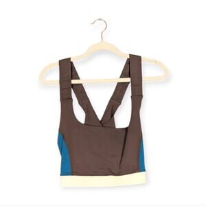 Interval Brown Color Block Stronger Cross Back Sports Bra Size 2X